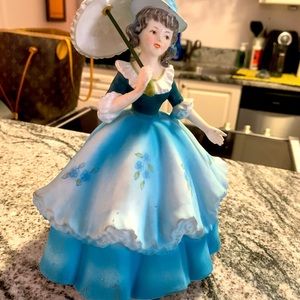Vintage Lefton figurine with removable parasol.